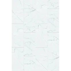 Plancs White Marble Self-Adhesive Vinyl Floor Tile - 5pc Pack Covers 0.93sqm