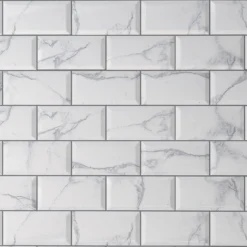 None Metro Carrara Marble Bevelled Ceramic Wall Tile 100 X 200mm -Flooring Shop 13207706 2304909363928874