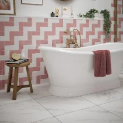 Country Living Artisan Peony Blush Ceramic Wall Tile 75 X 150mm - 0.5sqm Pack -Flooring Shop 13220554 4244909608247818