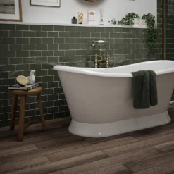 Country Living Artisan Moss Green Ceramic Wall Tile 75 X 150mm - 0.5sqm Pack -Flooring Shop 13220561 1404909608188466