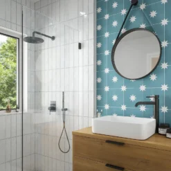 Country Living Starry Skies Peacock Teal Porcelain Wall & Floor Tile - 200 X 200mm - 0.52sqm Pack -Flooring Shop 13220582 1554909608383346