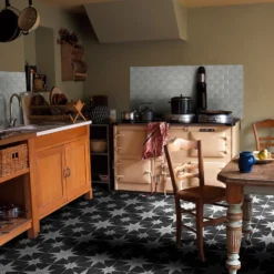 Country Living Starry Skies Black North Star Porcelain Floor & Wall Tile 1.42sqm Pack - 450x450mm -Flooring Shop 13220589 1685051391062742