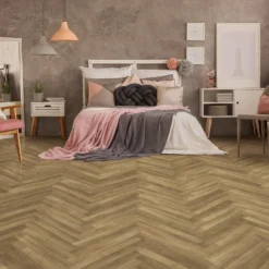 Kraus Rigid Core Herringbone Luxury Vinyl Floor Tile - Odell Oak